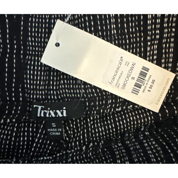 Women’s Trixxi BLACK & WHITE Smocked Waist Wide Leg Pants Size S NWT - Picture 4 of 7